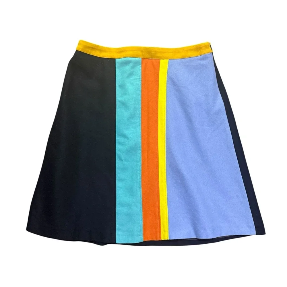 Harve Benard Vintage Colorblock Striped Wool A-Line‎ Skirt Size 12 Lined Artsy - Picture 8 of 8